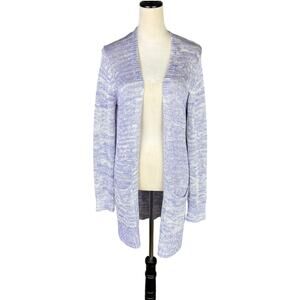 Worth Women's Lavender and White Open Front Knit Cardigan with Front Pockets